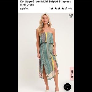 Koi Multi Striped Strapless Midi Dress - NWOT